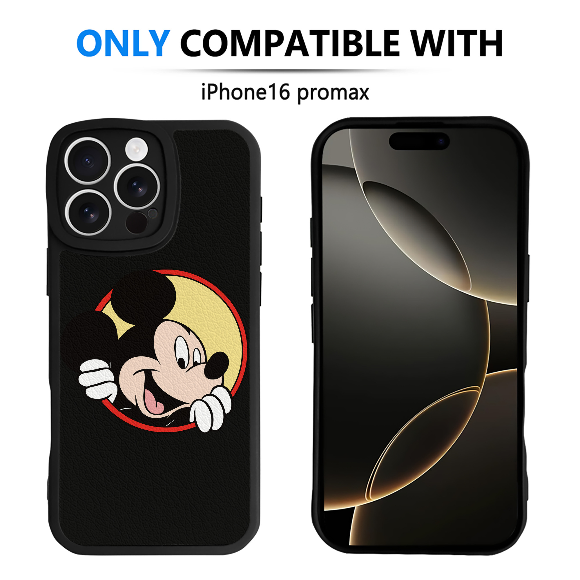 （画像用） ミッキーマウス Mickey Mouse 【iPhone 16シリーズ対応】シリコンスマホケース（レザー調） 材質：シリコン